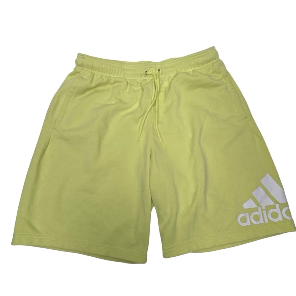 Adidas Mens French Terry Cotton Shorts Sports Gym Training Running Yellow Large